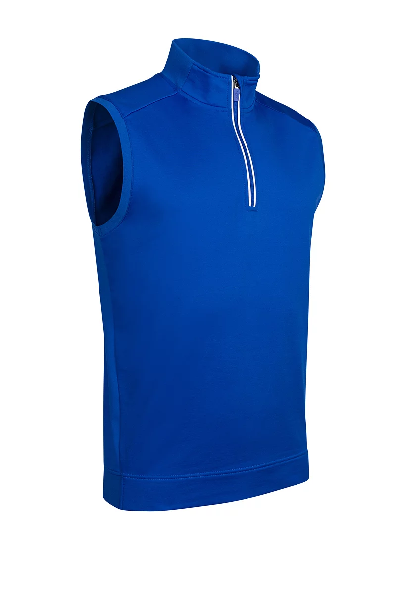 Official Ryder Cup 2027 Mens Quarter Zip Rib Sleeveless Performance Golf Midlayer Ascot Blue/White L