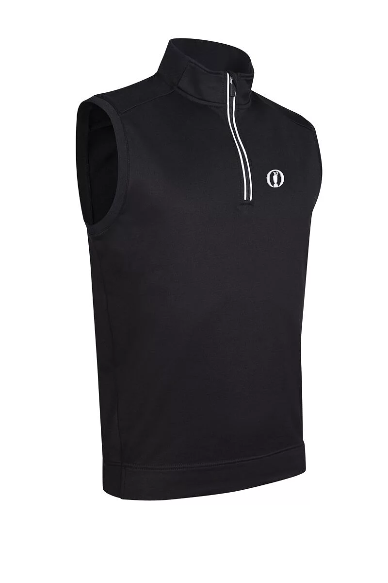 Official Ryder Cup 2027 Mens Quarter Zip Rib Sleeveless Performance Golf Midlayer Black/White XL