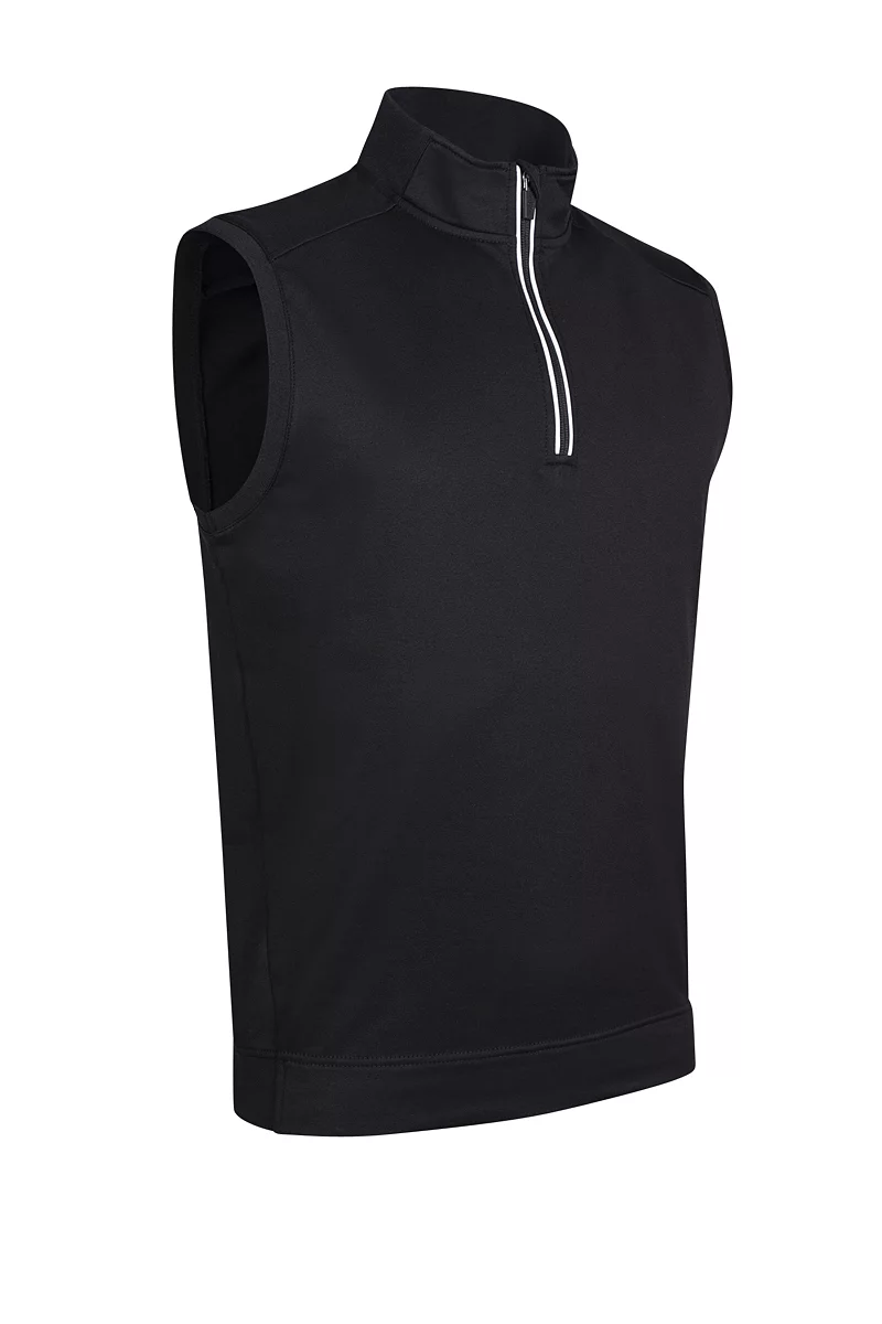 Official Ryder Cup 2027 Mens Quarter Zip Rib Sleeveless Performance Golf Midlayer Black/White XXL