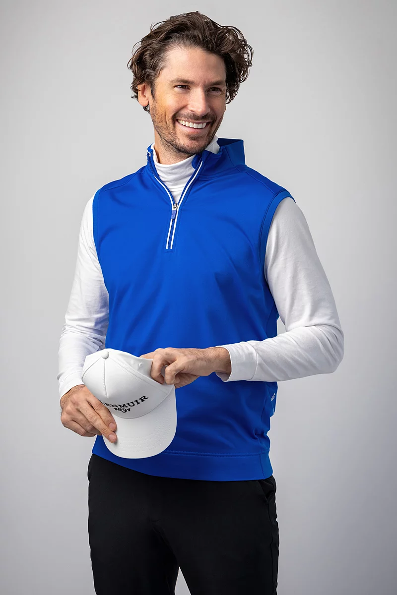 Official Ryder Cup 2027 Mens Quarter Zip Rib Sleeveless Performance Golf Midlayer Official Ryder Cup 2027 Mens Quarter Zip Rib Sleeveless Performance Golf Midlayer
