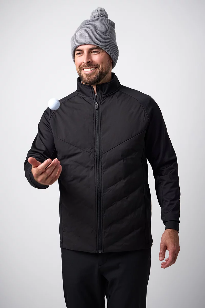 Mens Full Zip Bonded Chevron Padded Performance Heavyweight Golf Jacket