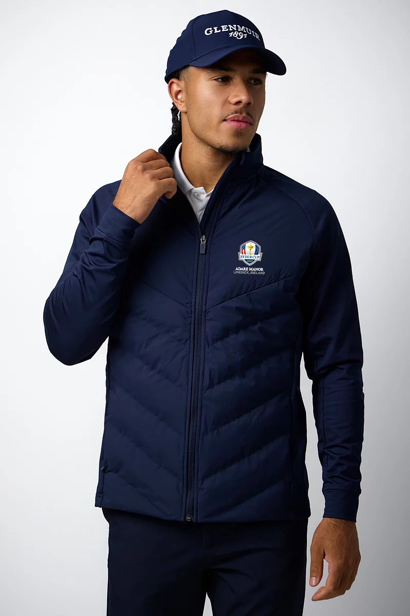 Official Ryder Cup 2027 Mens Full Zip Bonded Chevron Padded Performance Thermal Golf Jacket