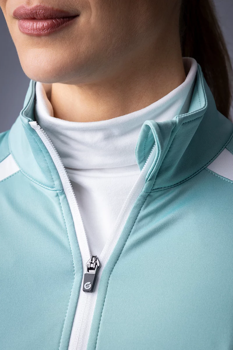 Ladies Quarter Zip Shoulder Panelled Performance Fleece Golf Midlayer Sale