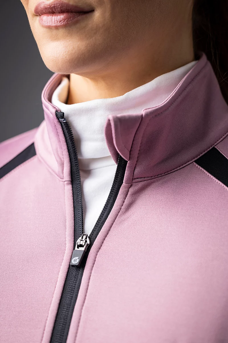 The Open Ladies Quarter Zip Shoulder Panelled Performance Fleece Golf Midlayer The Open Ladies Quarter Zip Shoulder Panelled Performance Fleece Golf Midlayer