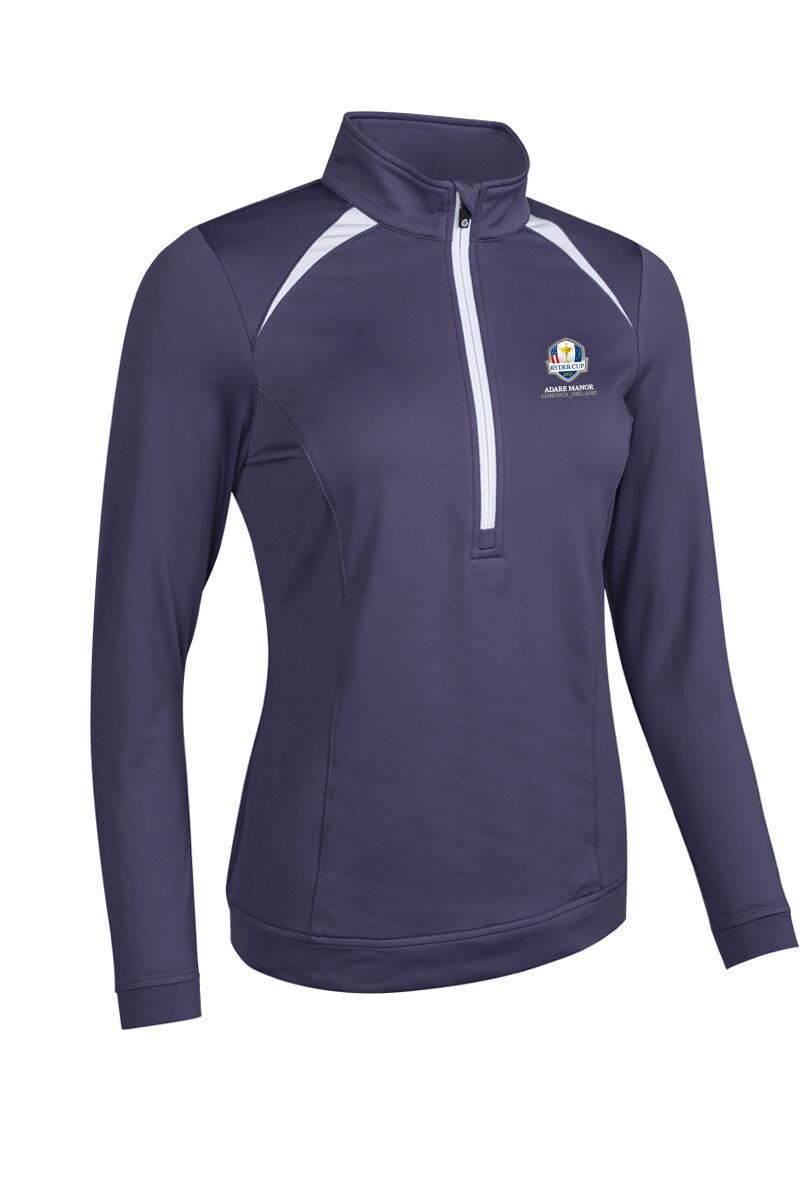 Official Ryder Cup 2027 Ladies Quarter Zip Shoulder Panelled Performance Fleece Golf Midlayer