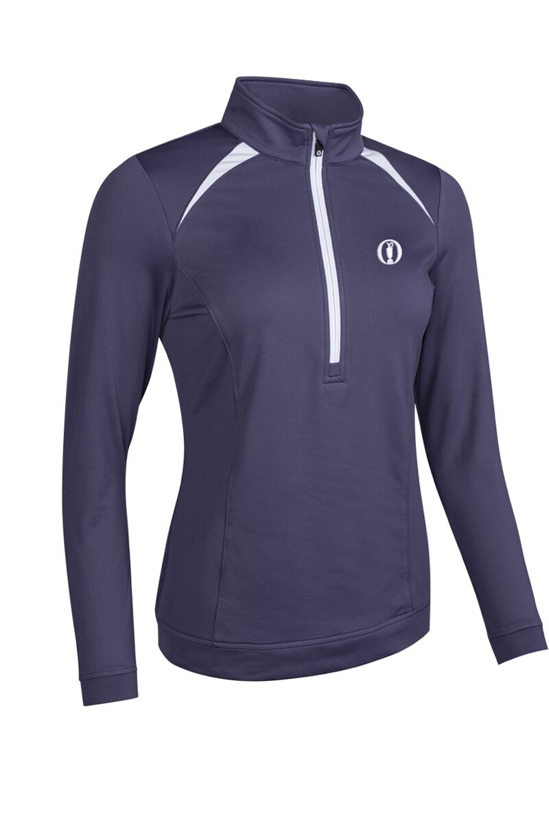 The Open Ladies Quarter Zip Shoulder Panelled Performance Fleece Golf Midlayer