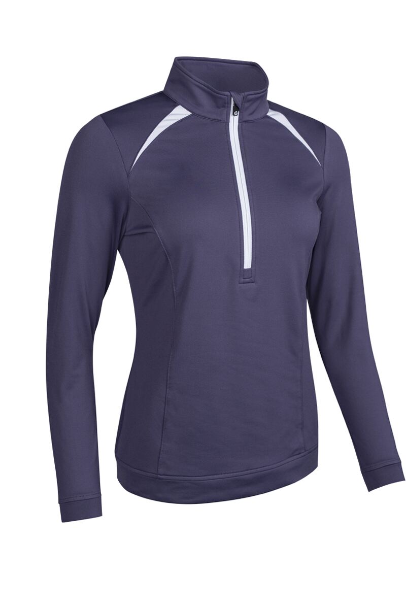 Ladies Quarter Zip Shoulder Panelled Performance Fleece Golf Midlayer