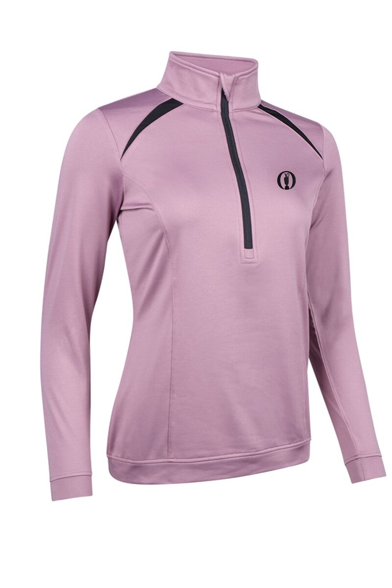 The Open Ladies Quarter Zip Shoulder Panelled Performance Fleece Golf Midlayer