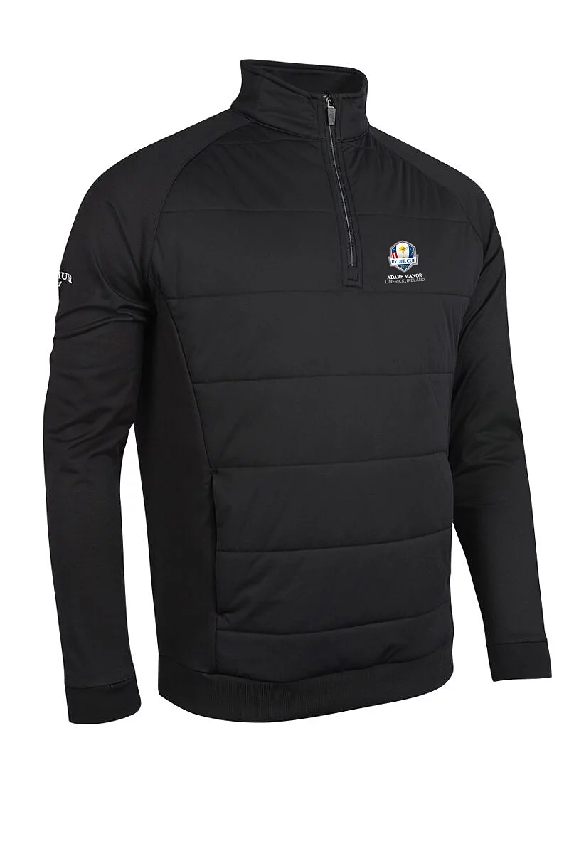 Official Ryder Cup 2027 Mens Quarter Zip Performance Hybrid Midweight Golf Midlayer Black XXL