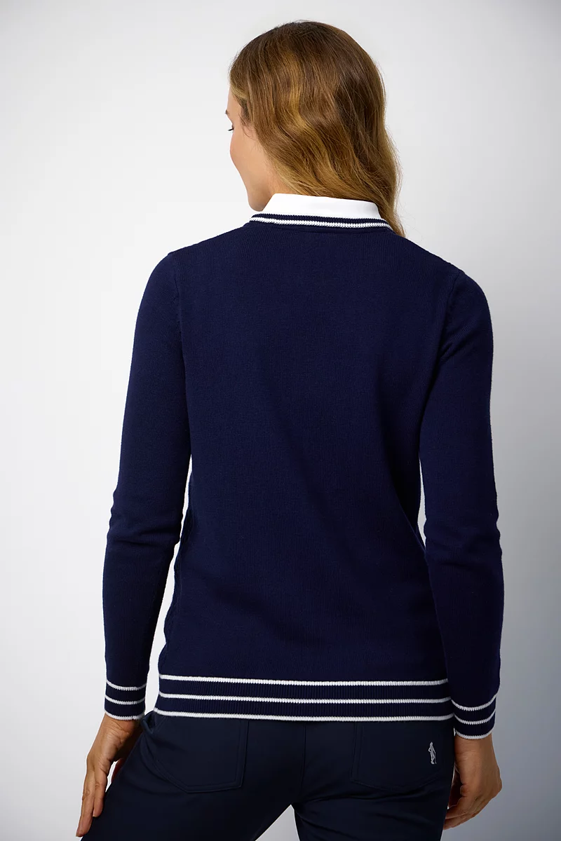 Ladies Crew Neck Micro Cable Midweight Merino Golf Sweater