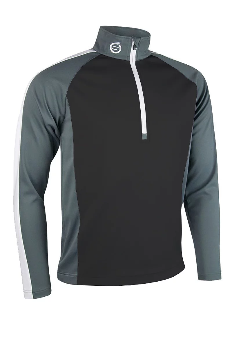 Mens Quarter Zip Raglan Panelled Showerproof Golf Midlayer Sale Black/Gunmetal/White M