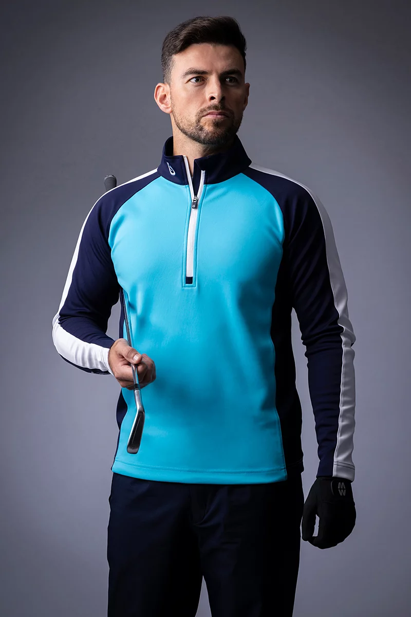 Mens Quarter Zip Raglan Panelled Showerproof Golf Midlayer Sale