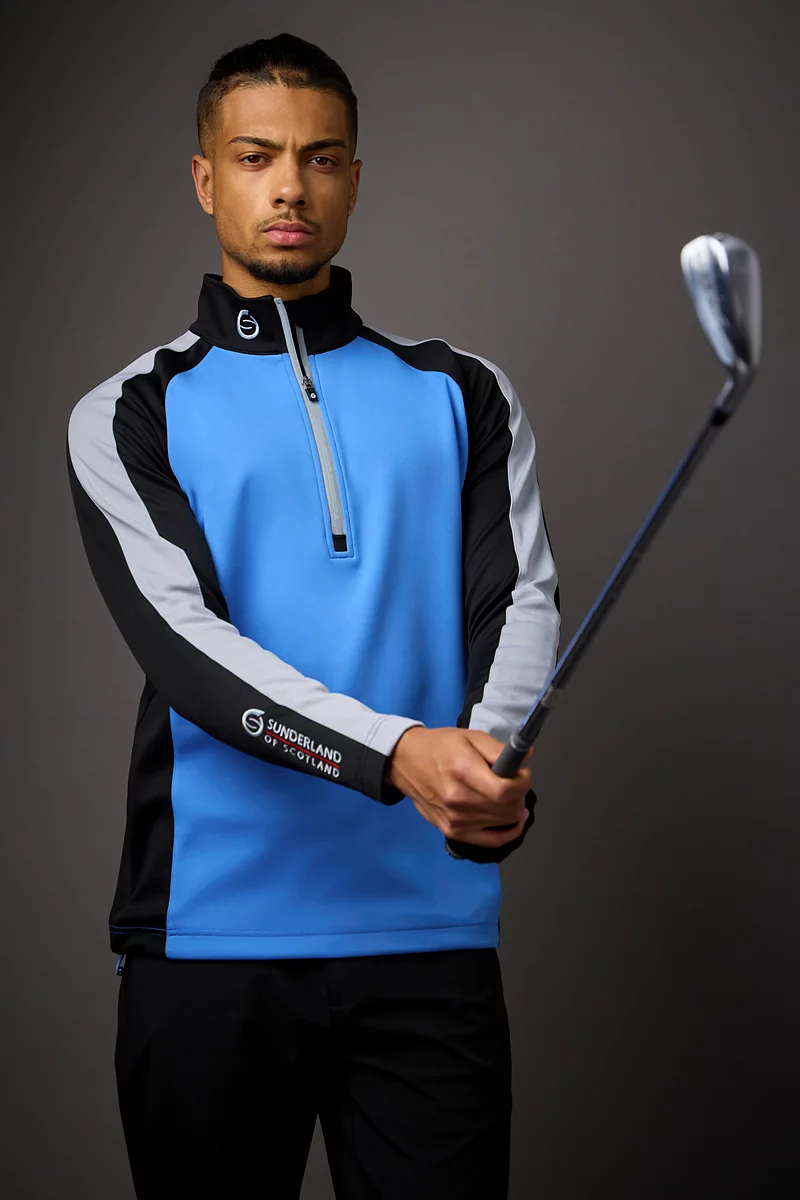 Mens Quarter Zip Raglan Panelled Showerproof Golf Midlayer Sale