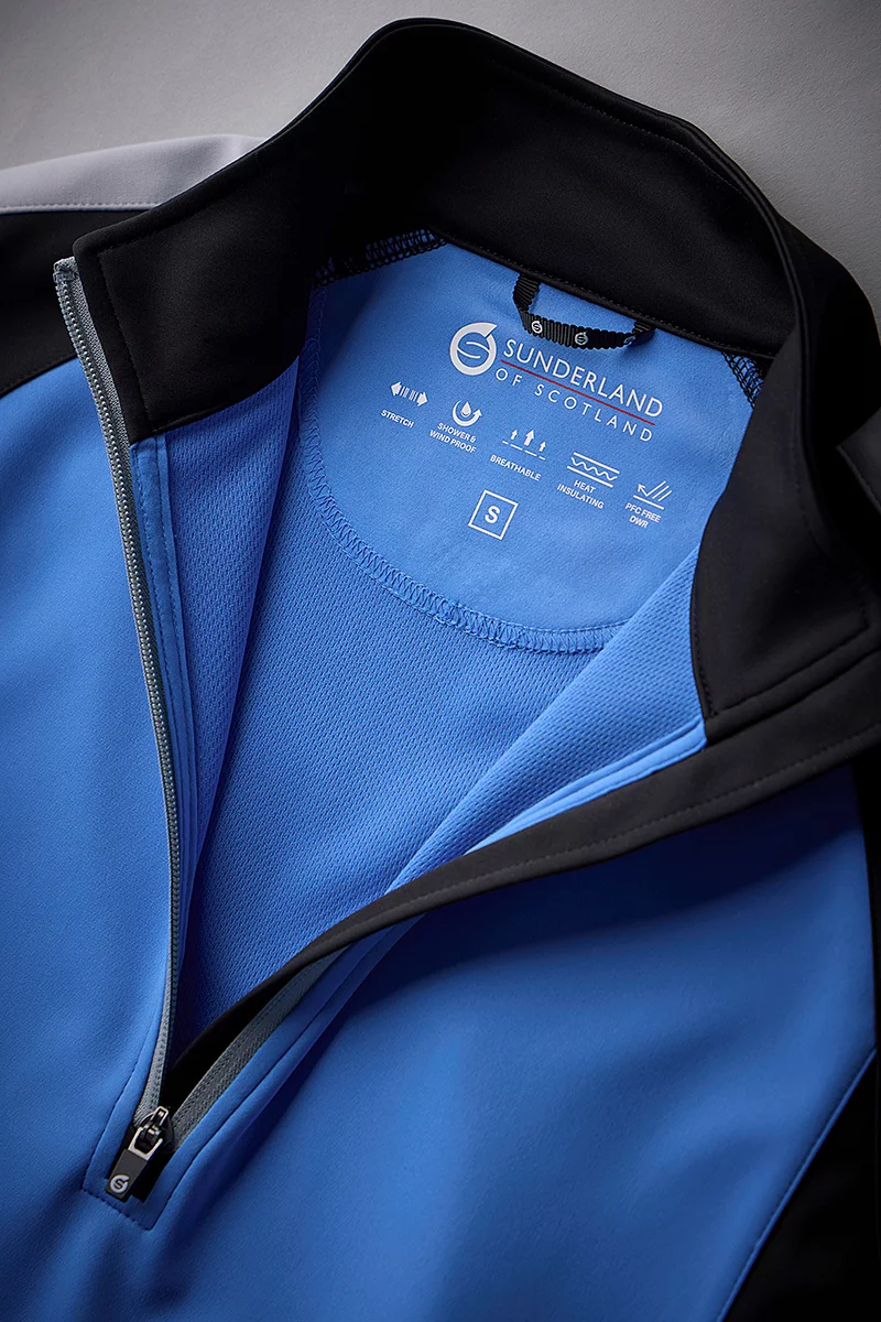 The Open Mens Quarter Zip Raglan Panelled Showerproof Golf Midlayer The Open Mens Quarter Zip Raglan Panelled Showerproof Golf Midlayer