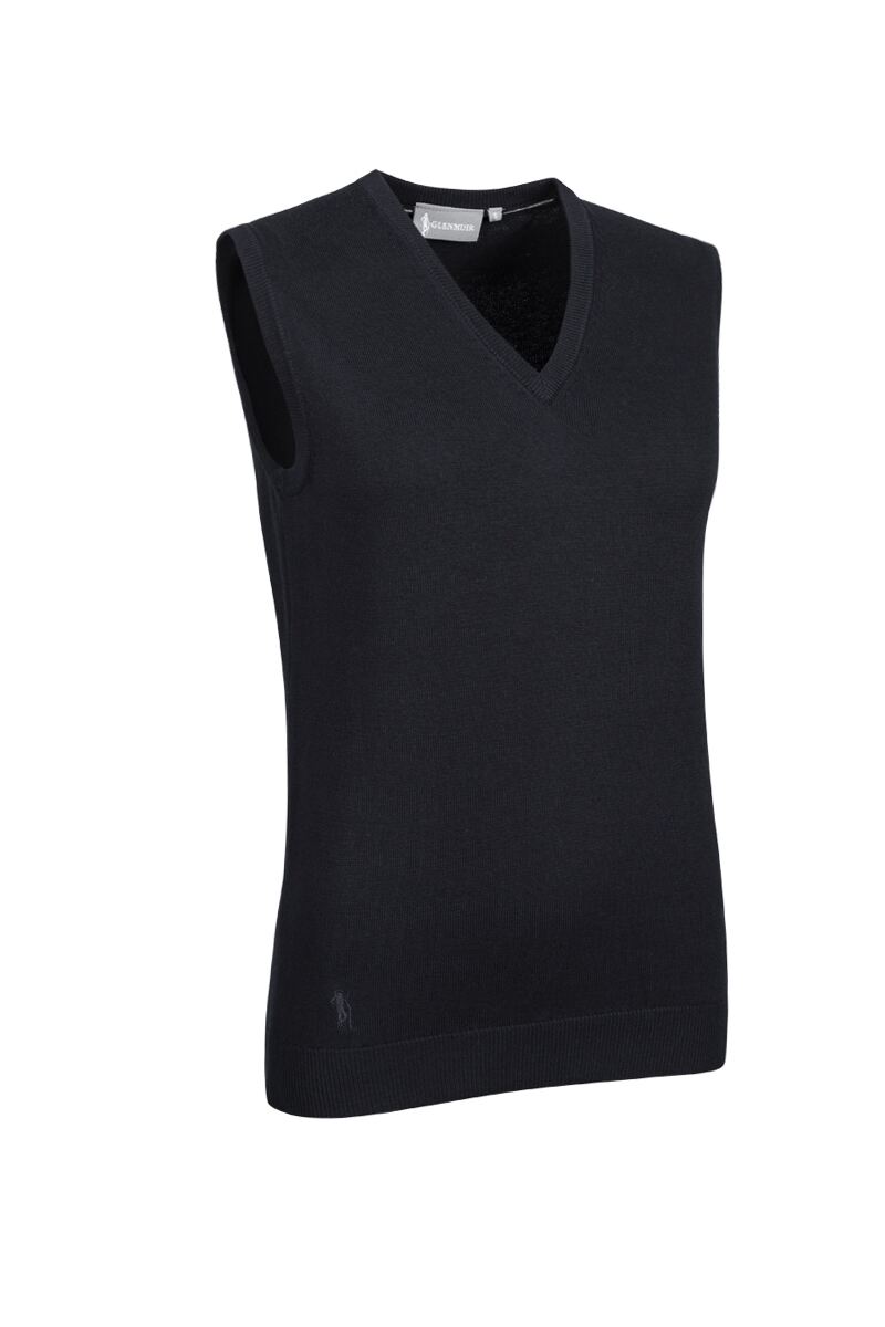 Ladies V Neck Cotton Golf Slipover Black XL
