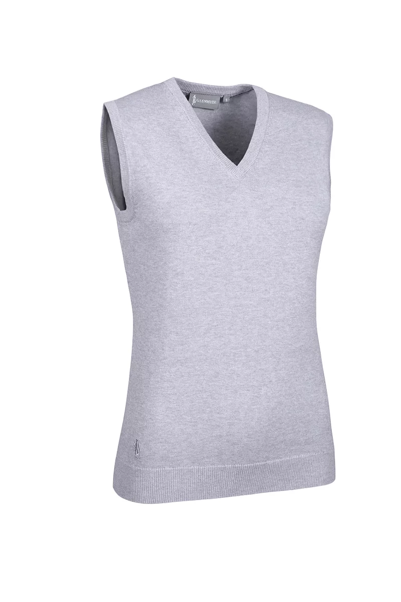 Official Ryder Cup 2027 Ladies V Neck Cotton Lightweight Golf Slipover Light Grey Marl L