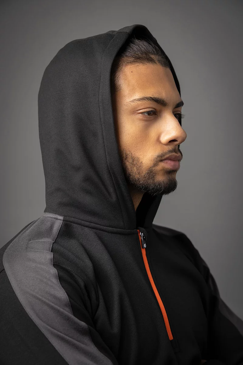 Mens Thermal Contrast Sleeve Fleece Showerproof Golf Hoodie Mens Thermal Contrast Sleeve Fleece Showerproof Golf Hoodie