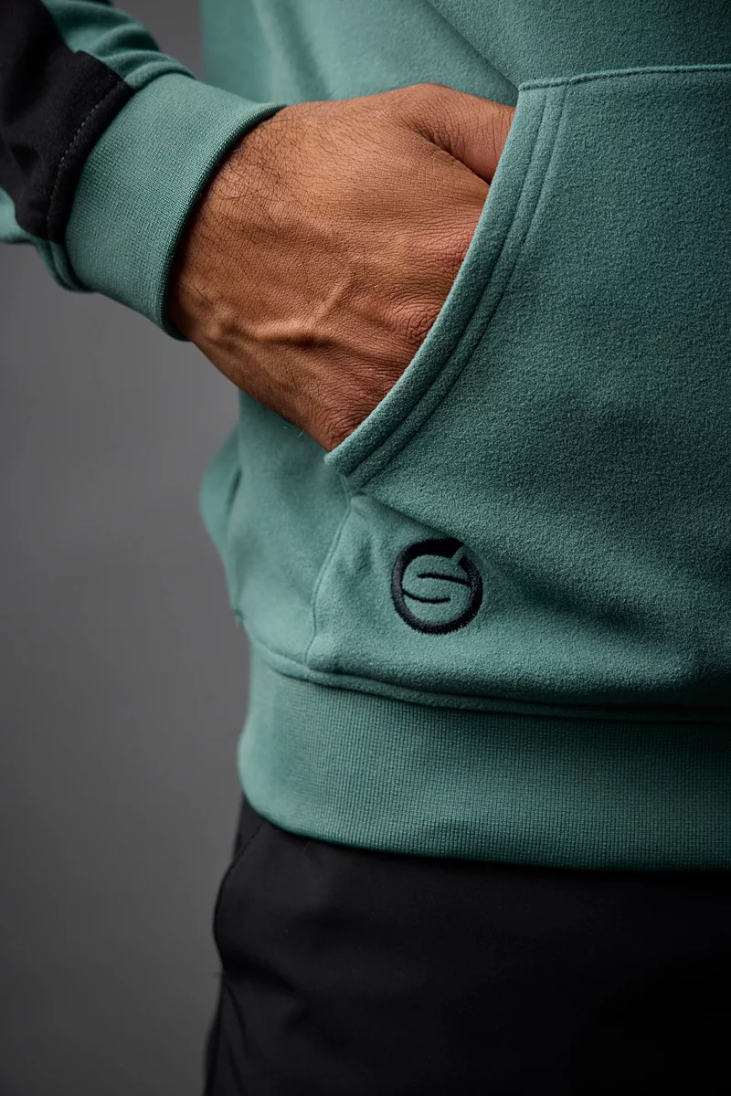 Mens Thermal Contrast Sleeve Fleece Showerproof Golf Hoodie