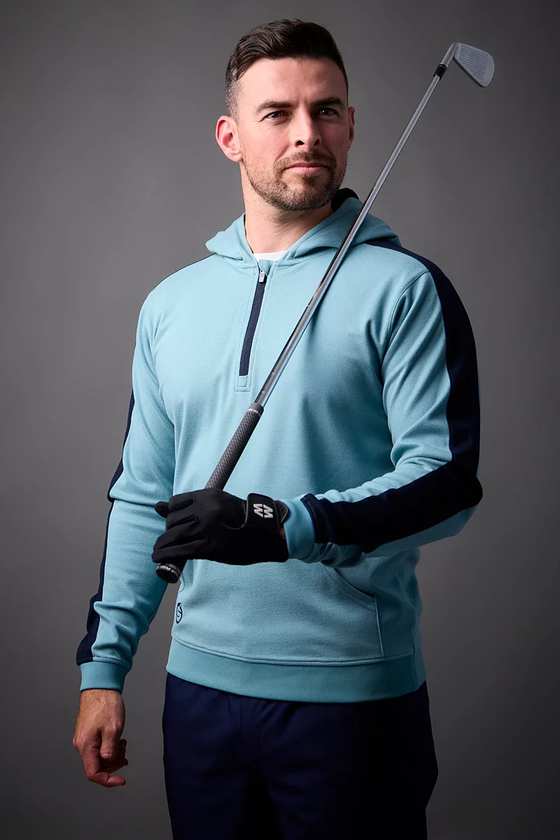 Mens Thermal Contrast Sleeve Fleece Showerproof Golf Hoodie