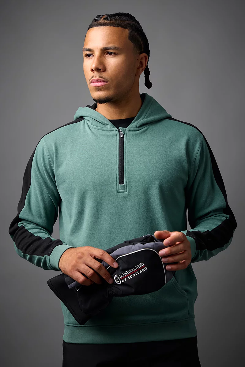 The Open Mens Thermal Contrast Sleeve Fleece Showerproof Golf Hoodie
