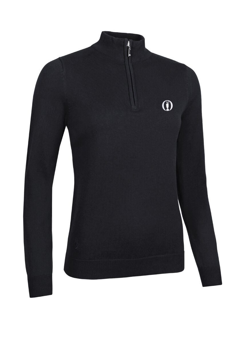 The Open Ladies Quarter Zip Cotton Lightweight Golf Sweater