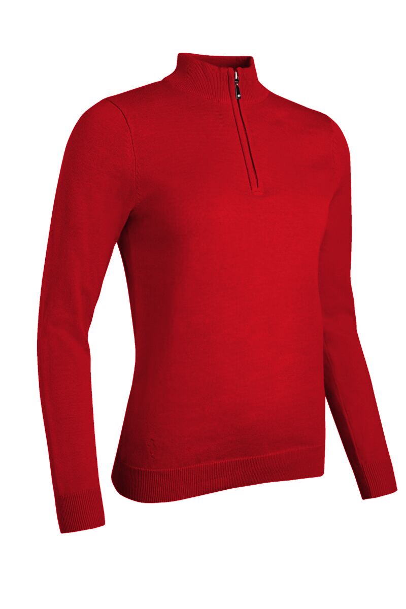 Ladies Quarter Zip Cotton Lightweight Golf Sweater