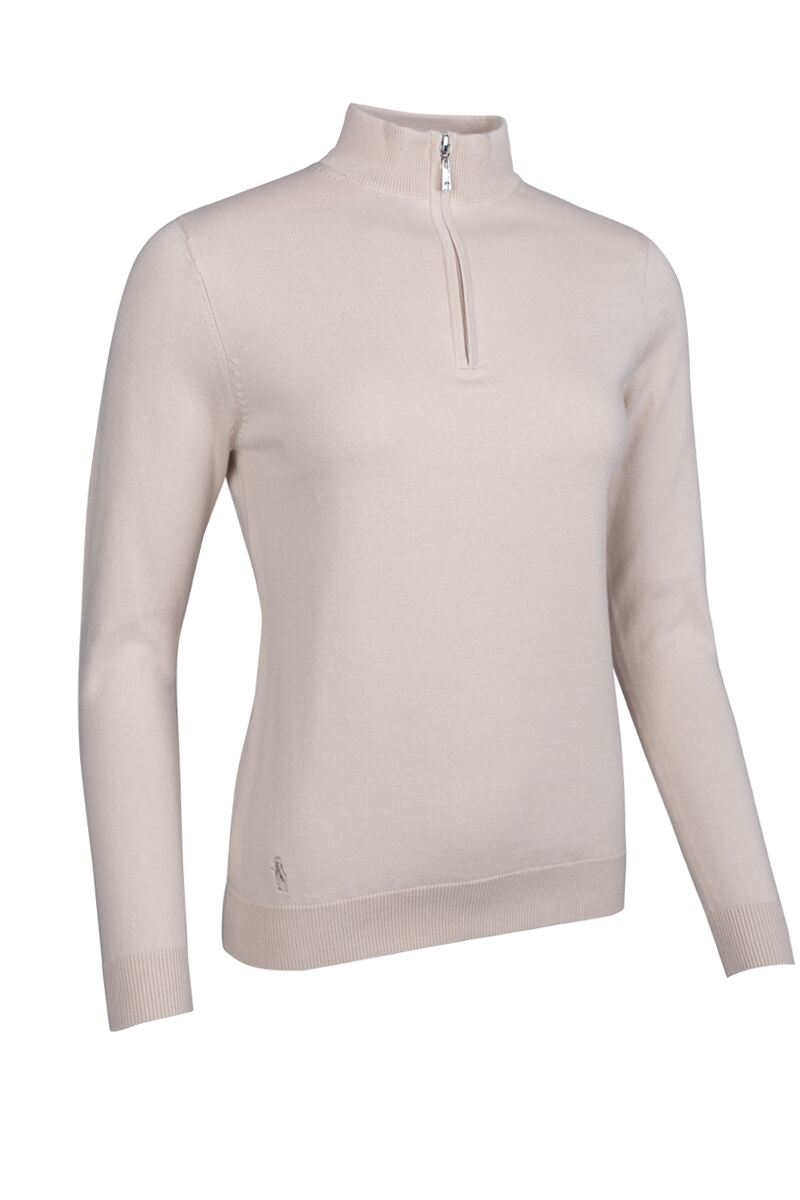 Ladies Quarter Zip Cotton Lightweight Golf Sweater