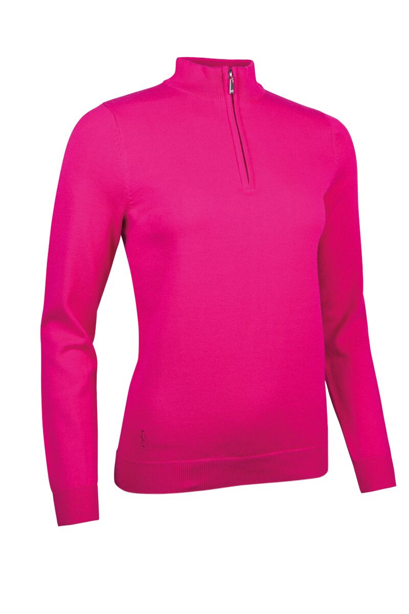 Ladies Zip Neck Cotton Ava Golf Sweater