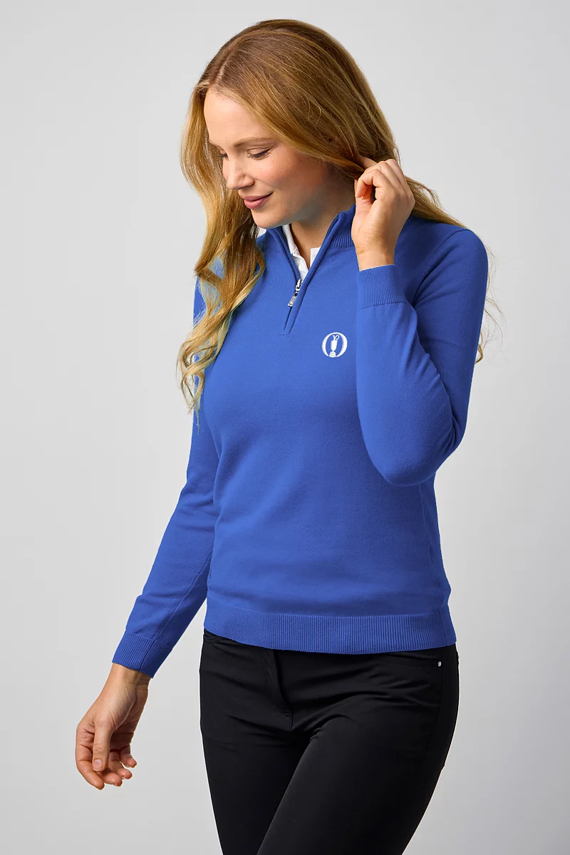 The Open Ladies Quarter Zip Cotton Lightweight Golf Sweater