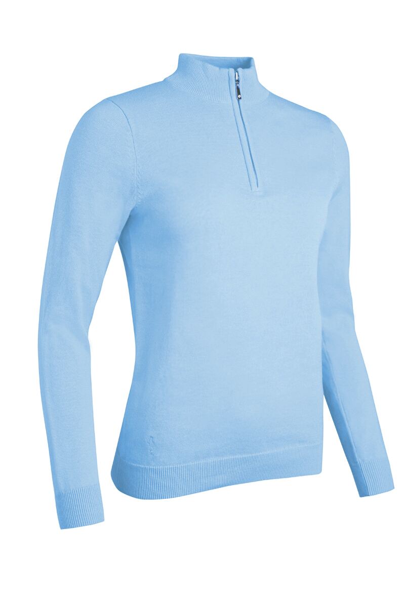 Ladies Quarter Zip Cotton Lightweight Golf Sweater