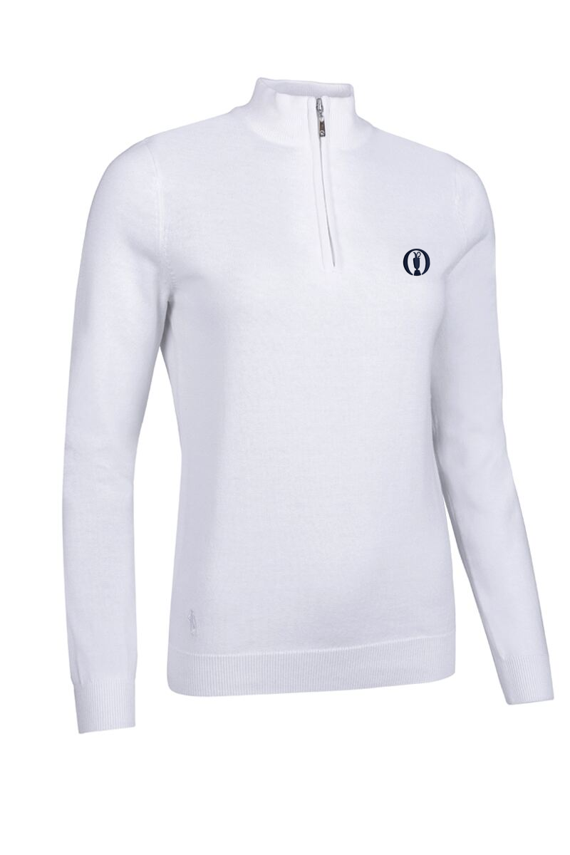 The Open Ladies Quarter Zip Cotton Golf Sweater White XL