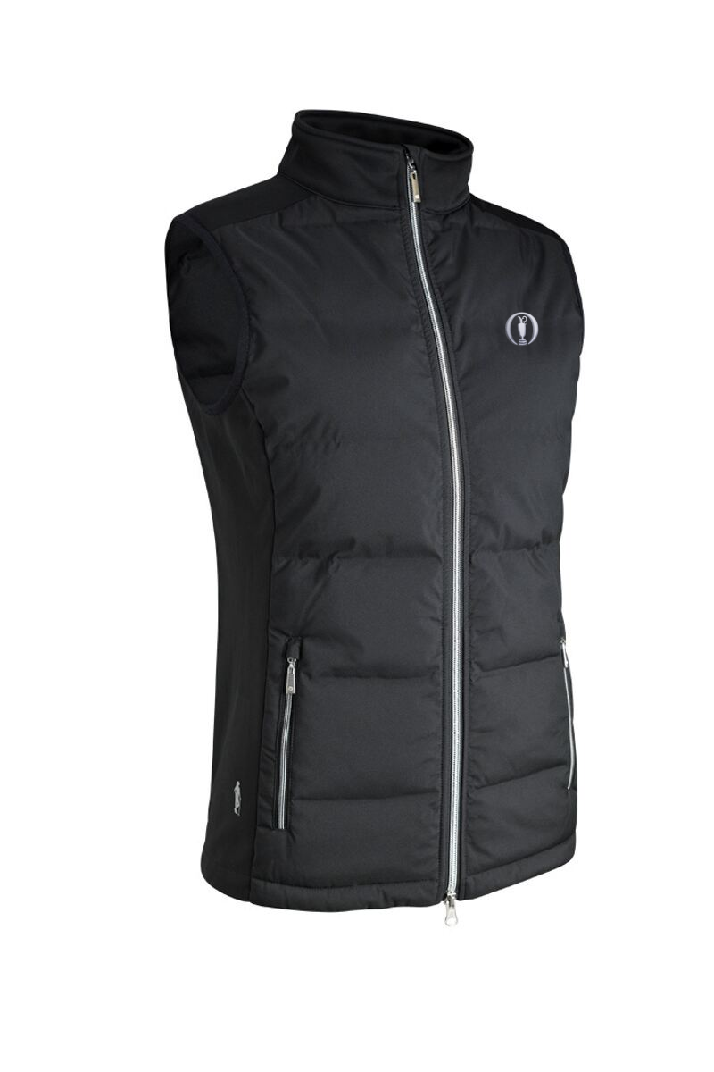 The Open Ladies Zip Front Bonded Padded Down Golf Gilet Black M