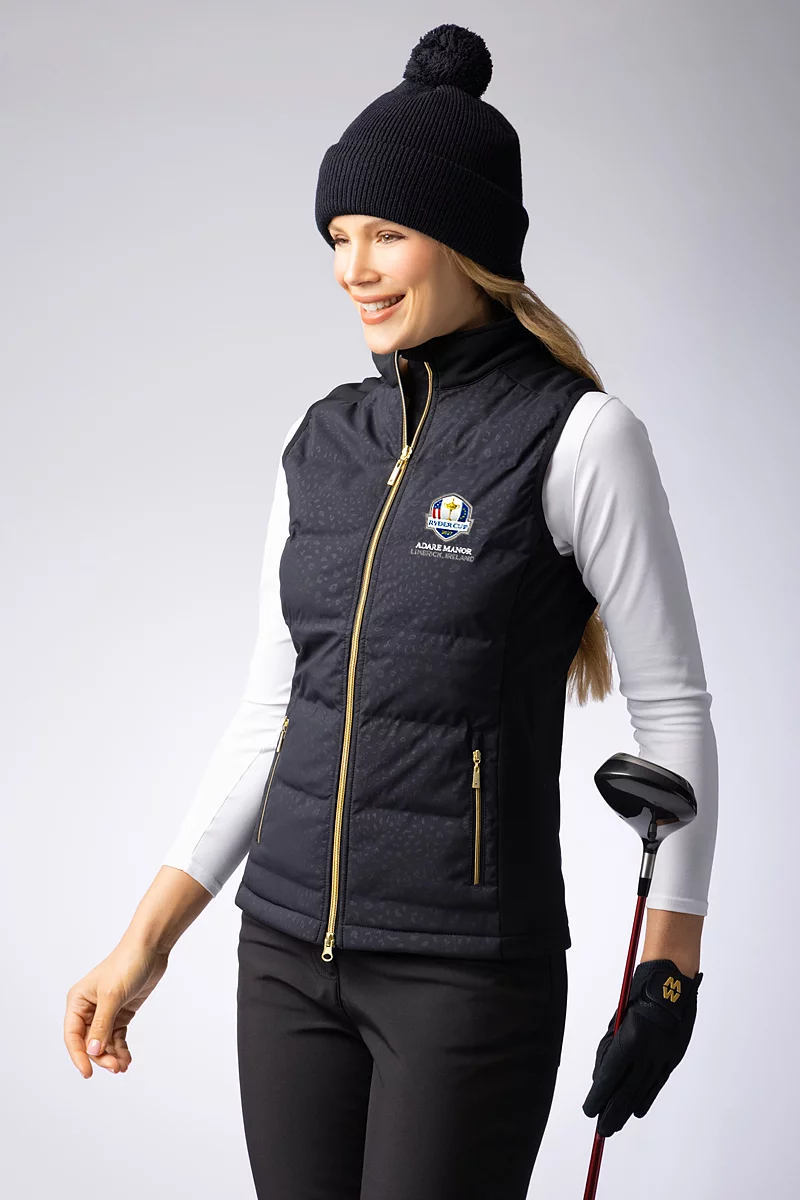 Official Ryder Cup 2027 Ladies Zip Front Bonded Padded Down Heavyweight Golf Gilet Official Ryder Cup 2027 Ladies Zip Front Bonded Padded Down Heavyweight Golf Gilet