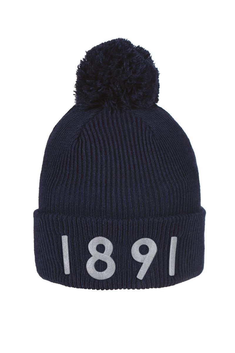 Mens And Ladies Thermal Lined Turn Up Rib Merino 1891 Heritage Bobble Hat Navy One Size