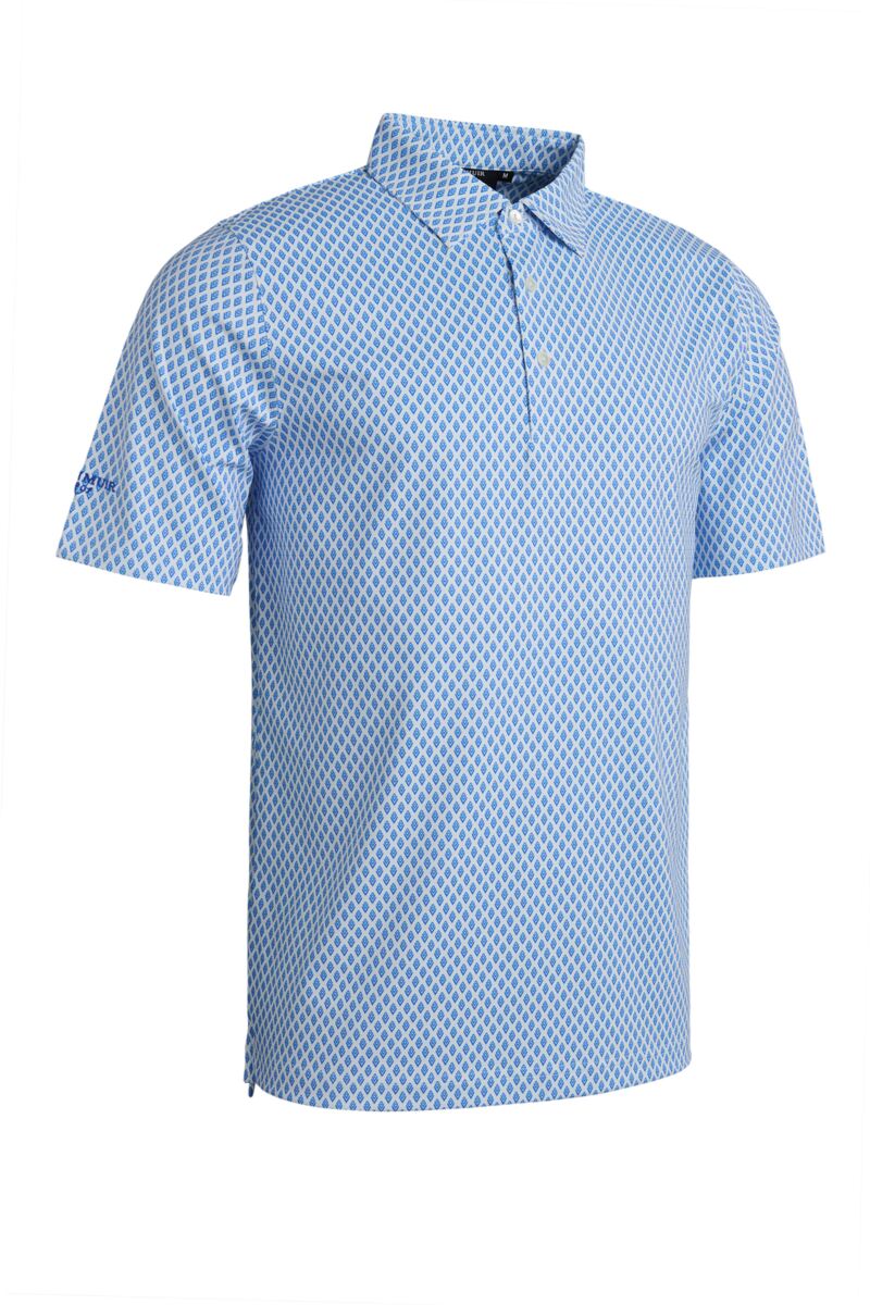 Mens Feather Print Tailored Collar Golf Shirt