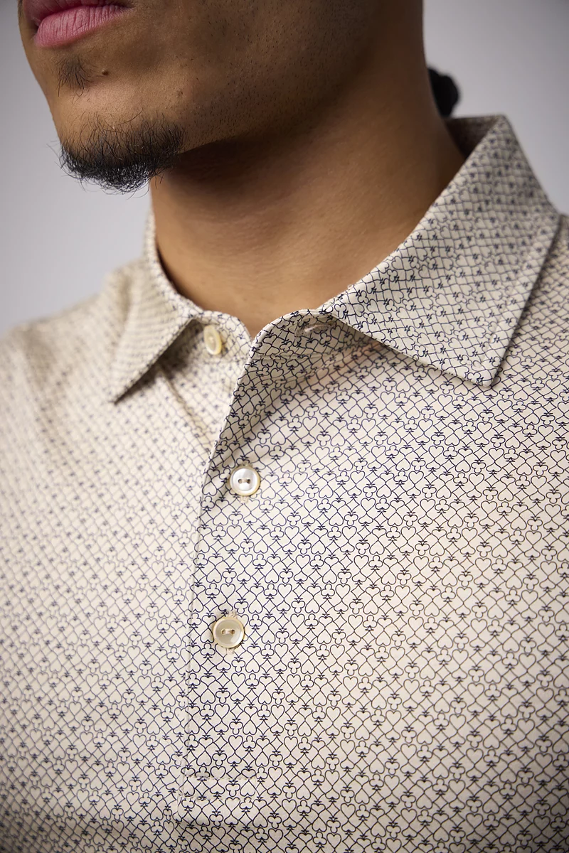 Mens Playing Card Print Mercerised Cotton Golf Shirt