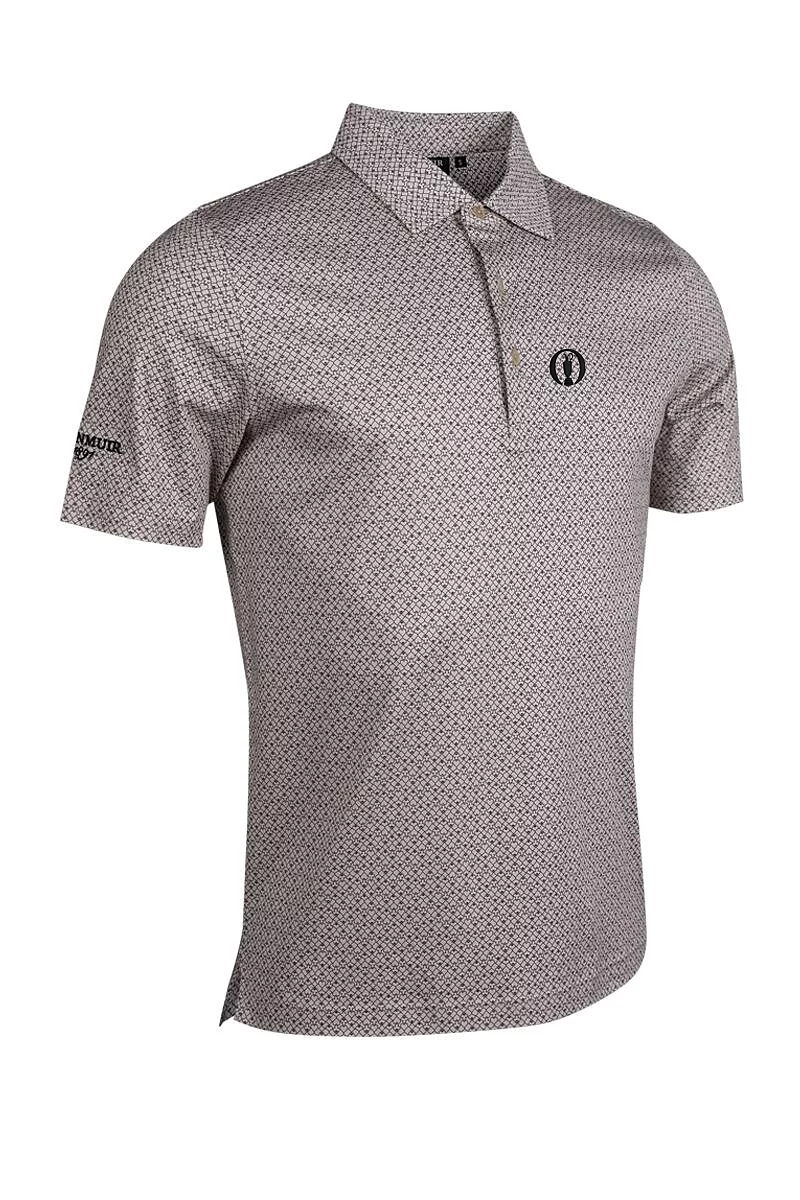 Official Ryder Cup 2027 Mens Playing Card Print Mercerised Cotton Golf Shirt Linen/Black L