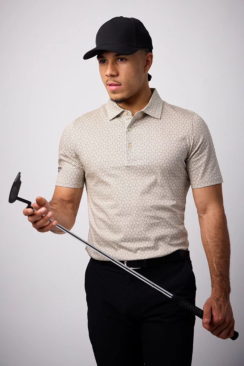 Mens Playing Card Print Mercerised Cotton Golf Shirt