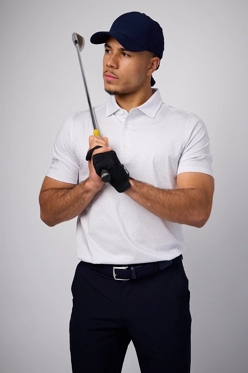 Mens Playing Card Print Mercerised Cotton Golf Shirt