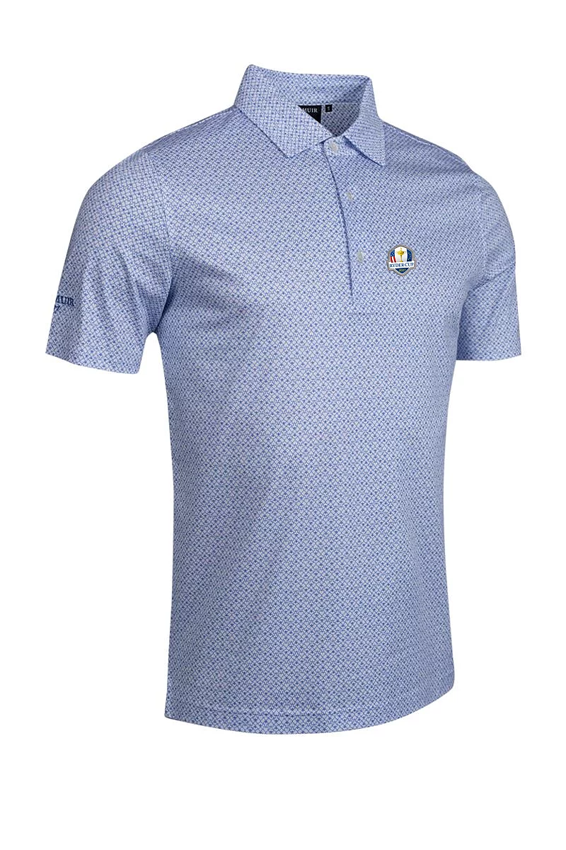 Official Ryder Cup 2027 Mens Playing Card Print Mercerised Cotton Golf Shirt White/Tahiti L