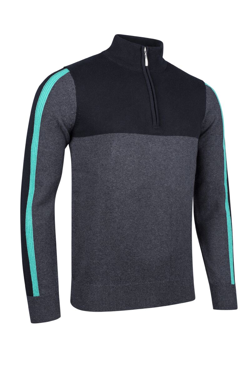 BIGGAR Mens Zip Cashmere Golf Pullover