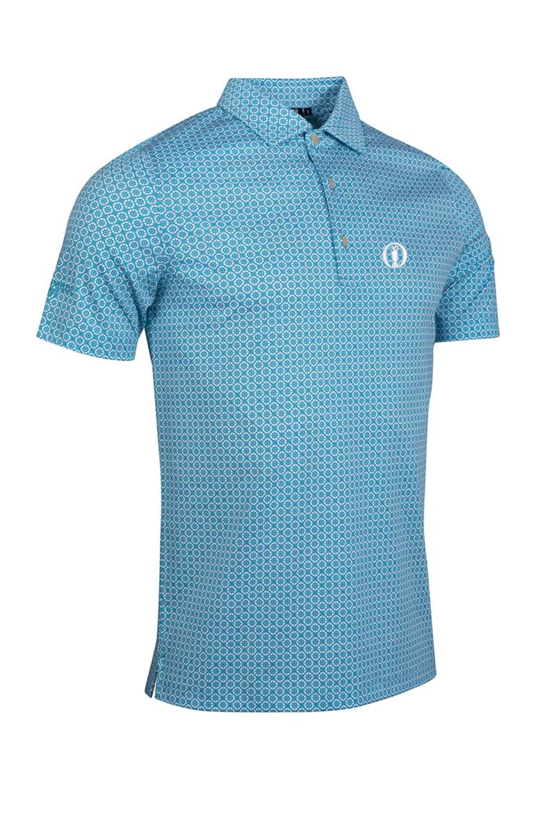 The Open Mens Ship Helm Print Mercerised Cotton Golf Shirt The Open Mens Ship Helm Print Mercerised Cotton Golf Shirt