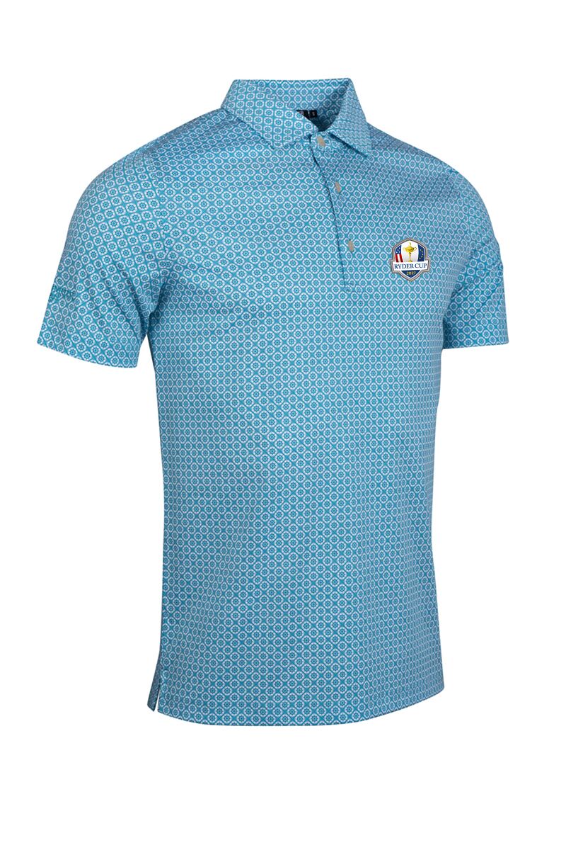 Official Ryder Cup 2027 Mens Ship Helm Print Mercerised Cotton Golf Shirt
