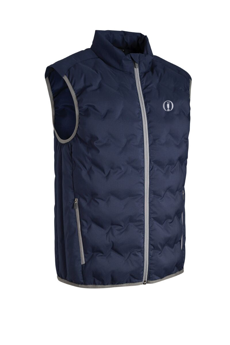 The Open Mens Zip Front Padded Bonded Down Golf Gilet Navy/Light Grey M