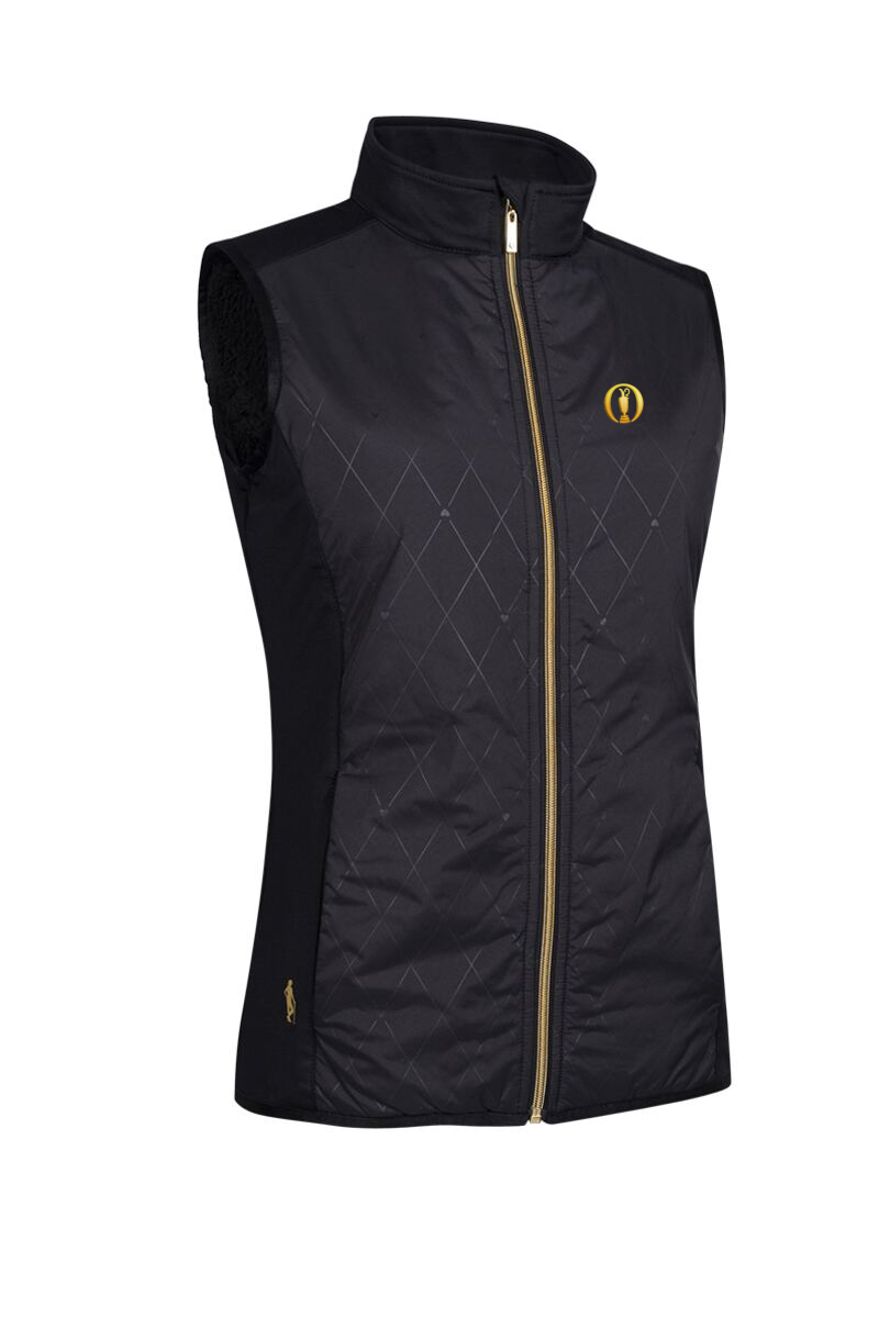 The Open Ladies Full Zip Faux Fur Lined Padded Golf Gilet