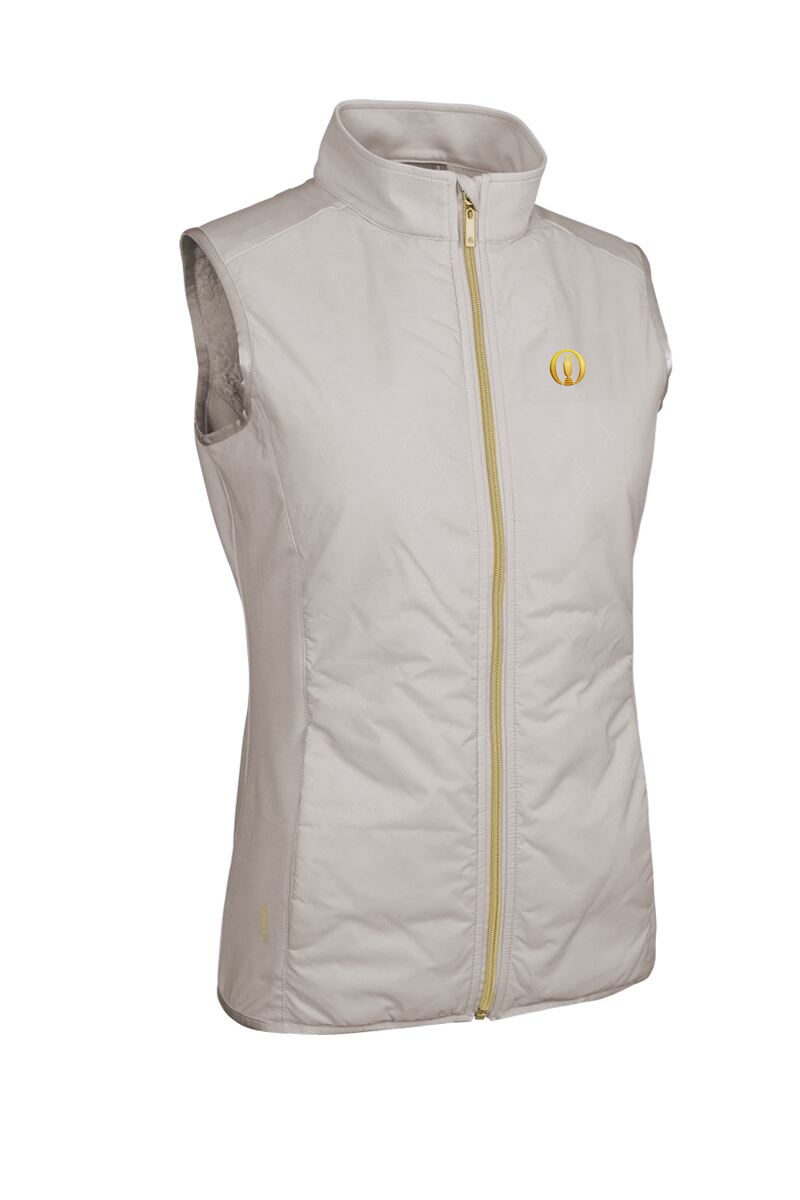 The Open Ladies Full Zip Faux Fur Lined Padded Golf Gilet