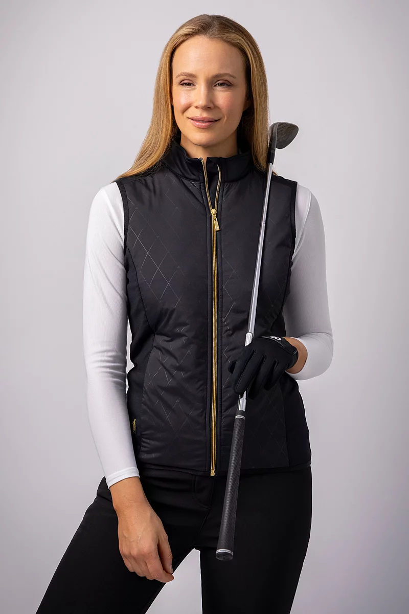 The Open Ladies Full Zip Faux Fur Lined Padded Golf Gilet