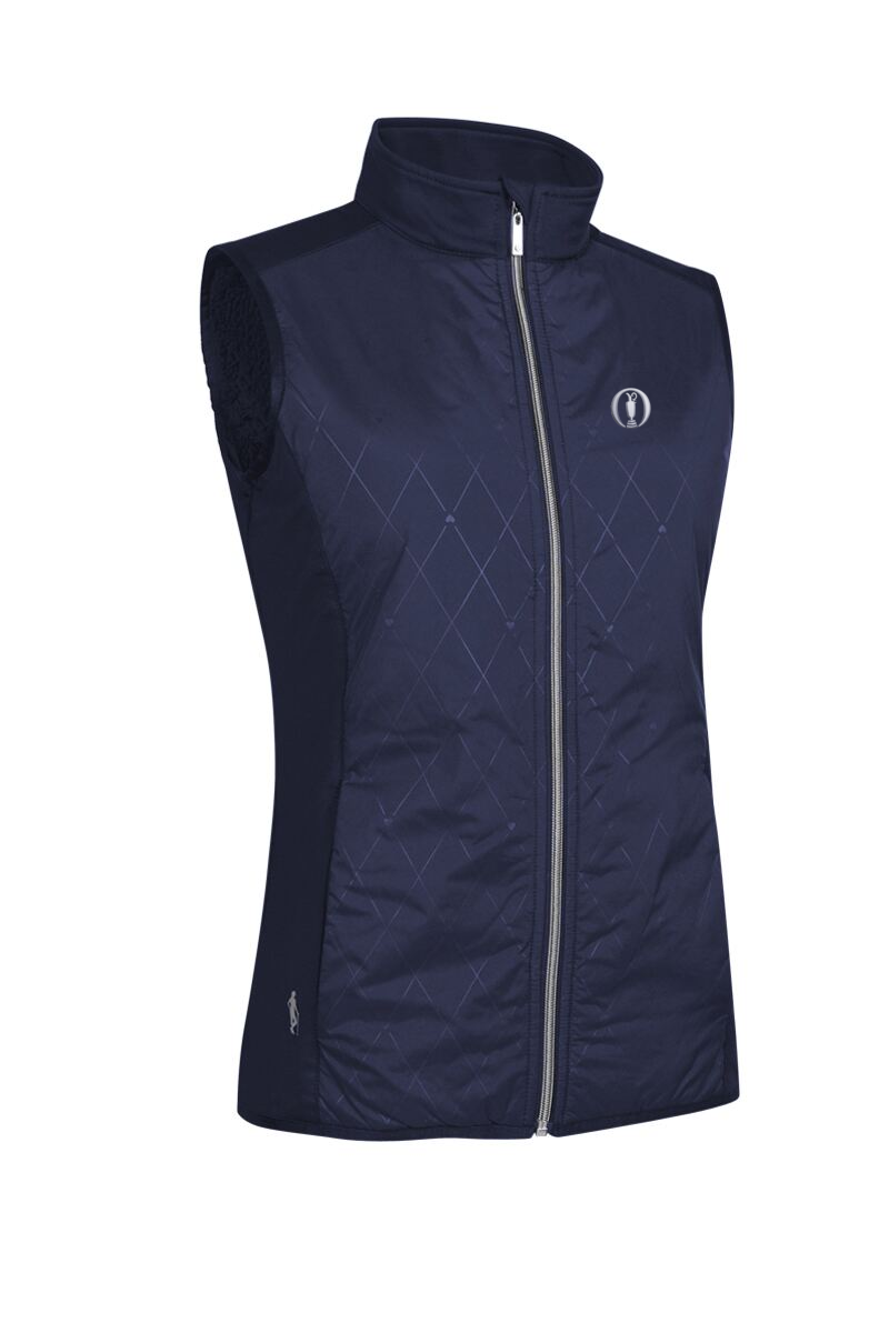 The Open Ladies Full Zip Faux Fur Lined Padded Golf Gilet