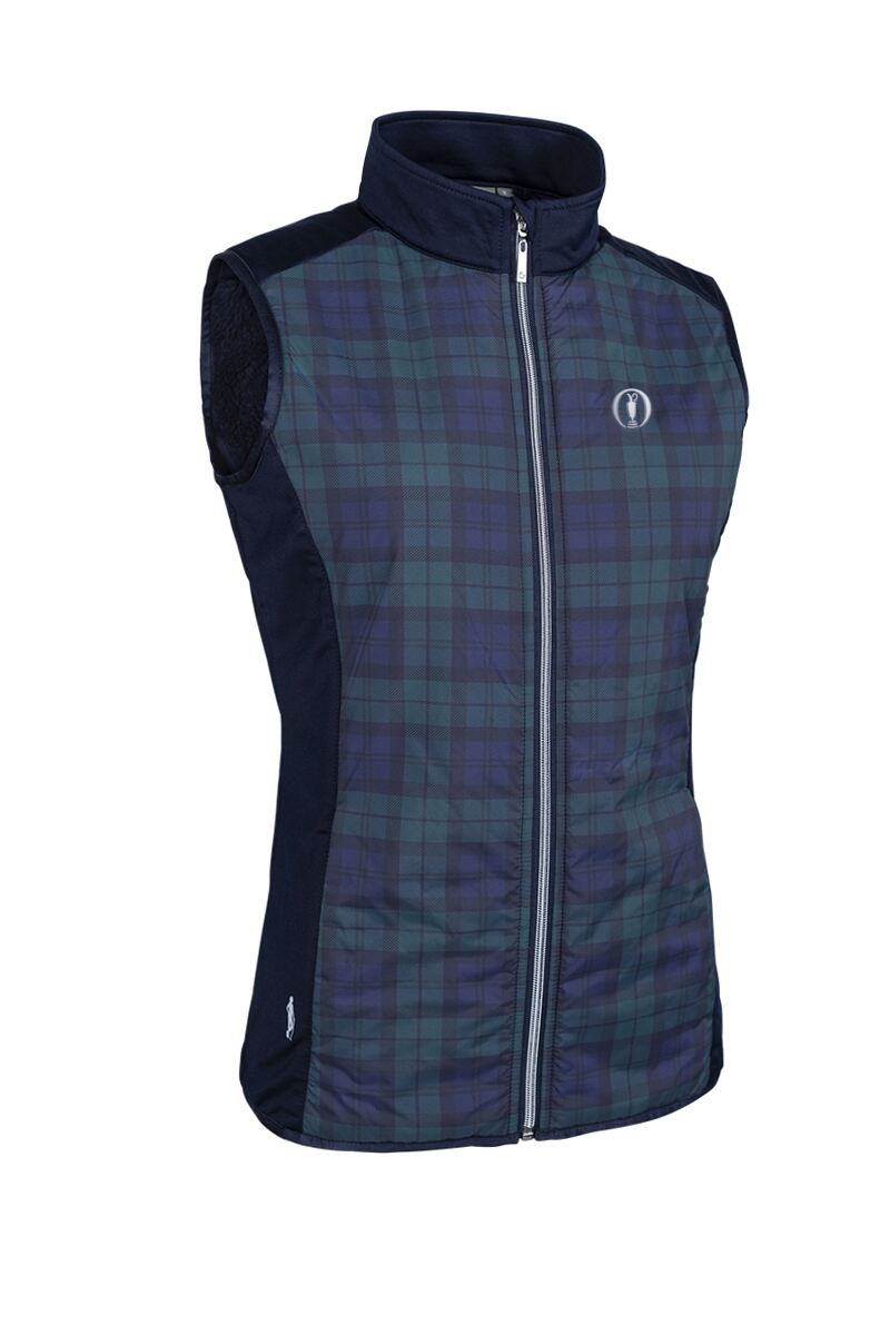 The Open Ladies Full Zip Faux Fur Lined Padded Golf Gilet