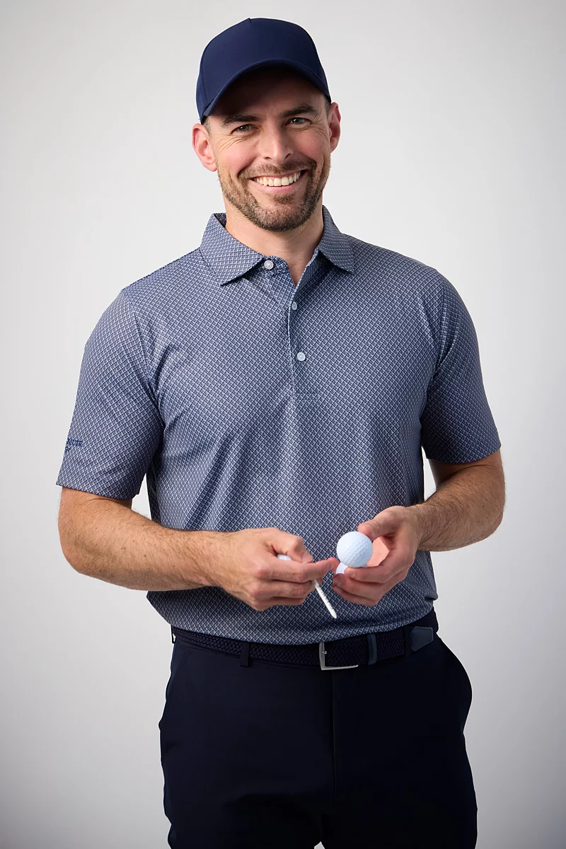 Mens Diamond G Print Performance Golf Shirt Mens Diamond G Print Performance Golf Shirt